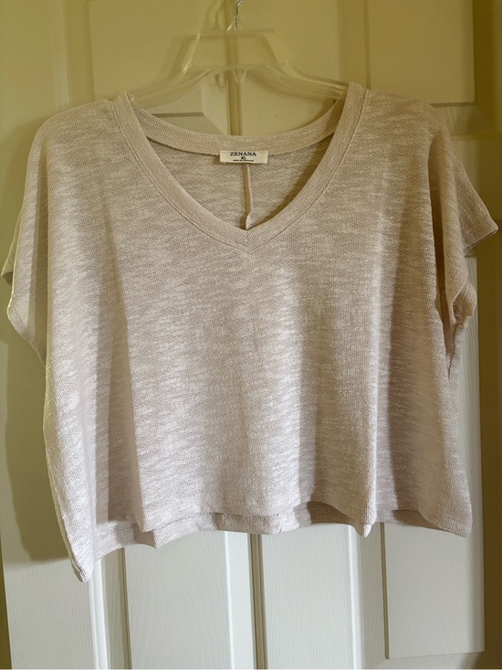 Zenana Outfitters Tops - Zenana Size XL Short Sleeve Beige Crop Top - NWOT